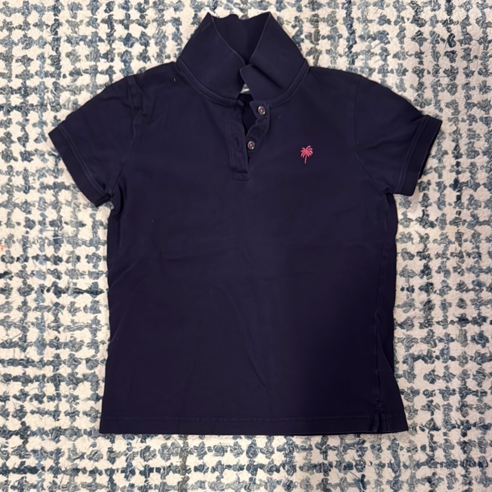 Lilly Pulitzer Blue and Pink Polo Shirt Classic Design